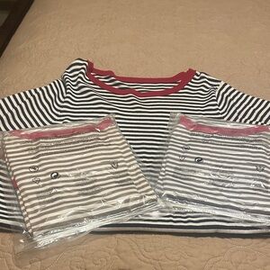 New Plus size tops Source Unknown Black and White Striped Sweater with Red Trim